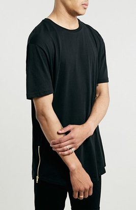 Topman 'Skater' Zip Detail Crewneck T-Shirt