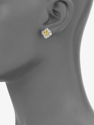 Judith Ripka Estate Canary Crystal & Sterling Silver Stud Earrings