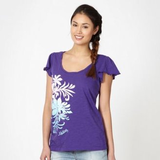 Mantaray Purple floral embroidered t-shirt