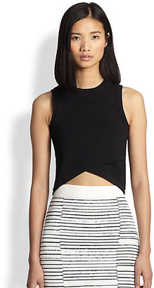 A.L.C. Nat Crossover Stretch Knit Cropped Top