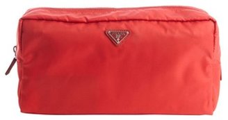 Prada red nylon large travel pouch
