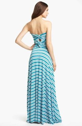 Felicity & Coco Stripe Strapless Maxi Dress