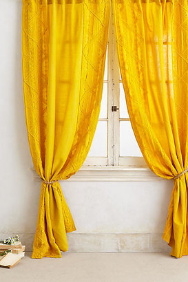 Anthropologie Appliqued Lace Curtain