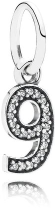 Pandora Number nine silver dangle with cubic zirconia
