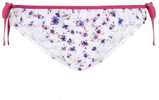 New Look Kelly Brook White Floral Print Side Tie Bikini Bottoms