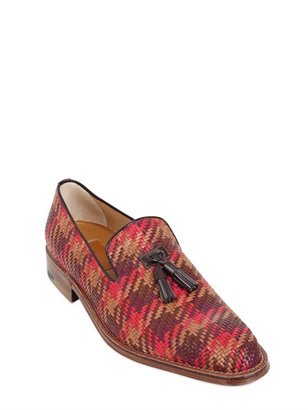 a. testoni Woven Nappa Leather Loafers