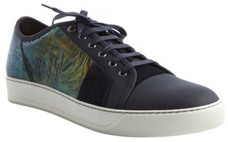 Lanvin navy suede and rubber low-cut iridescent sneakers