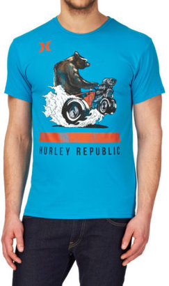 Hurley California Bear  Mens  T-Shirt - Cyan