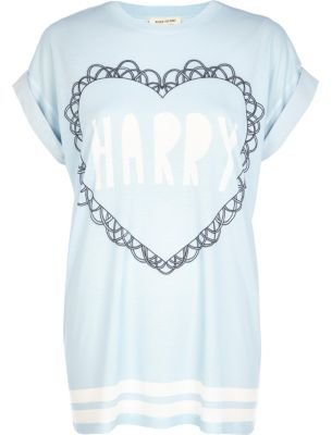 River Island Blue Harry heart print oversized t-shirt
