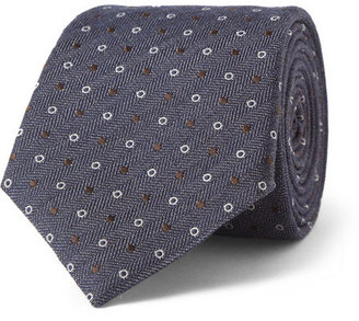 Canali Patterned Wool and Silk-Blend Tie