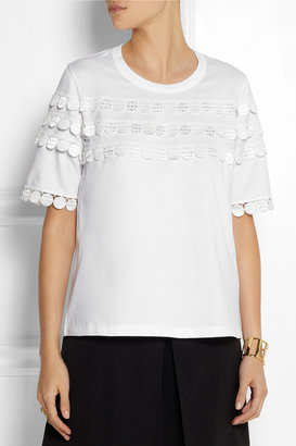 Chloé Guipure lace-appliquéd cotton T-shirt