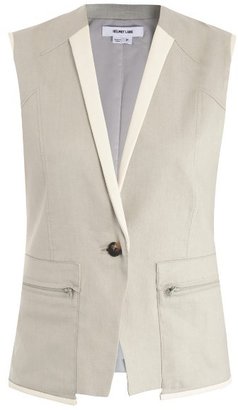 Helmut Lang Leather-trim linen waistcoat