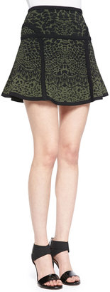 Diane von Furstenberg Float-Flowy Leopard-Print Miniskirt, Olive Green Nite/Black
