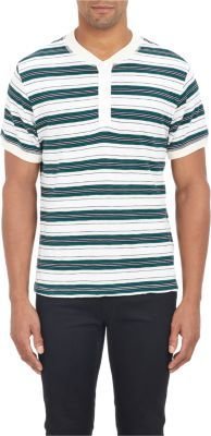 Burkman Bros. Mixed-Stripe Short-Sleeve Henley Shirt