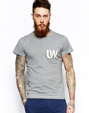 Universal Works T-Shirt with Logo Pocket - Grey marl