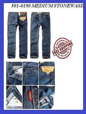 Levi's Levis Style# 501-0193 32 X 32 Medium Stonewash Original Jeans Straight Pre Wash