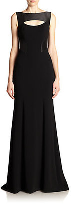 Theia Crepe Keyhole Gown