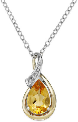 Citrine (1-1/6 ct. t.w.) and Diamond Accent Pear Pendant Necklace in Sterling Silver and 10k Gold