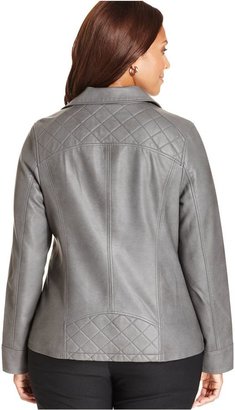 Alfani Plus Size Faux-Leather Quilted Jacket