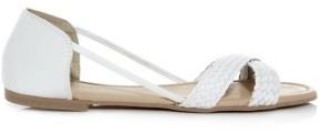 PeepToe White Woven Strap Two Part Sandals