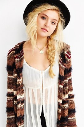 Urban Outfitters Ecote Mixed Textured Striped Maxi Cardigan