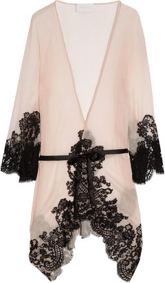 Rosamosario Mezza Luna silk-crepe and lace robe