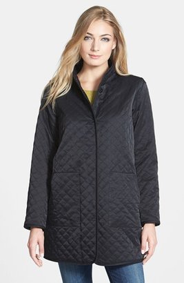 Eileen Fisher The Fisher Project Stand Collar Quilted Long Jacket