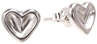 Dower & Hall Dimpled Heart Sterling Silver Stud Earrings