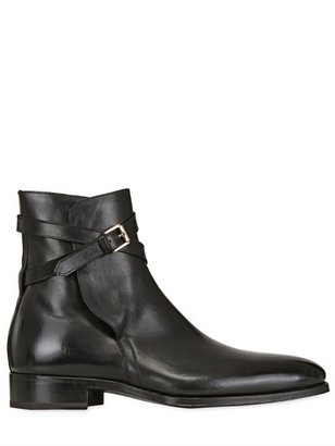 Max Verre Leather Belted Ankle Boots