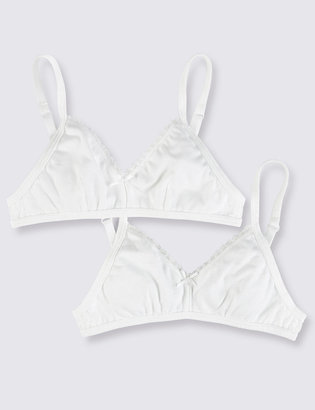 Marks and Spencer 2 Pack Pure Cotton Lace Trim Bras (Older Girls)