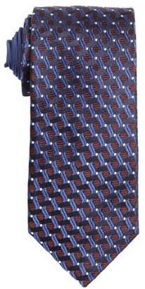 Prada blue and maroon wave and circle printed silk tie