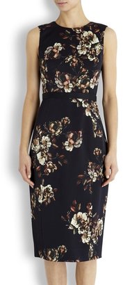 Jason Wu Black floral print satin crepe dress