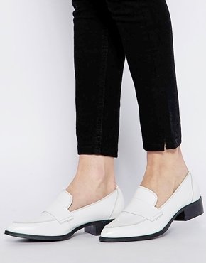 ASOS MADHATTER Leather Flat Shoes - White
