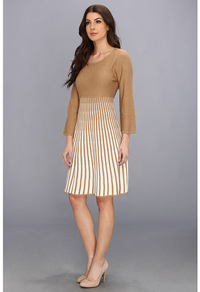 Calvin Klein L/S Sweater Dress w/Striped Skirt