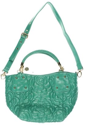 Big Buddha NEW Green Faux Leather Quilted Floral Shopper Tote Handbag Large BHFO