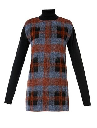 McQ Check wool-blend knitted dress