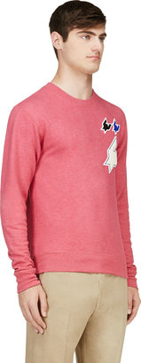 Kris Van Assche Krisvanassche Pink Melange Varsity Patch Sweatshirt