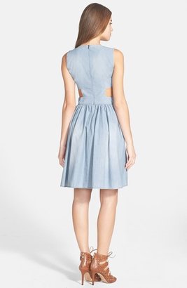 French Connection Cutout Denim Fit & Flare Dress