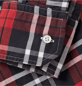 Thom Browne Button-Down Collar Checked Cotton Oxford Shirt