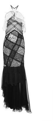 Nina Ricci Noir And Blanc Patchwork Lace Gown Noir