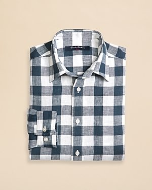 Brooks Brothers Boys' Large Gingham Linen Shirt - Sizes Xs-xl