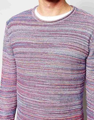 Solid Knitted Jumper In Mixed Yarns
