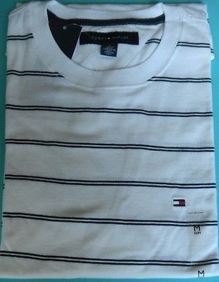 Tommy Hilfiger MEN CREW NECK Short Sleeve STRIPE T Shirt 100% COTTON Classic Fit