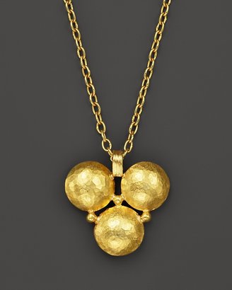 Gurhan 24K Yellow Gold Lentil Classic Triple Pendant Necklace, 16"
