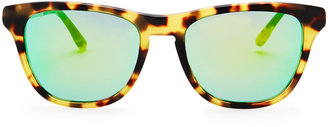 Stella McCartney Mirrored Square Acetate Sunglasses, Spotty Tortoise/Green