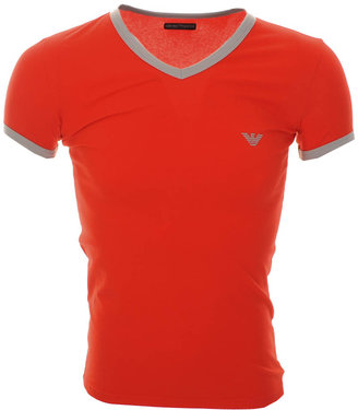 Emporio Armani V Neck T Shirt Red