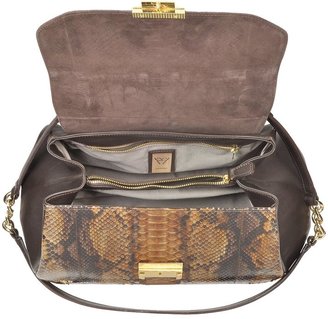 Ghibli Brown Python and Leather Satchel Bag