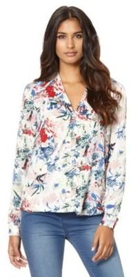 Red Herring Green floral printed draped blouse