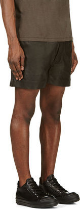 Rick Owens Black Leather Shorts