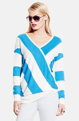 Vince Camuto Wide Stripe V-Neck Sweater